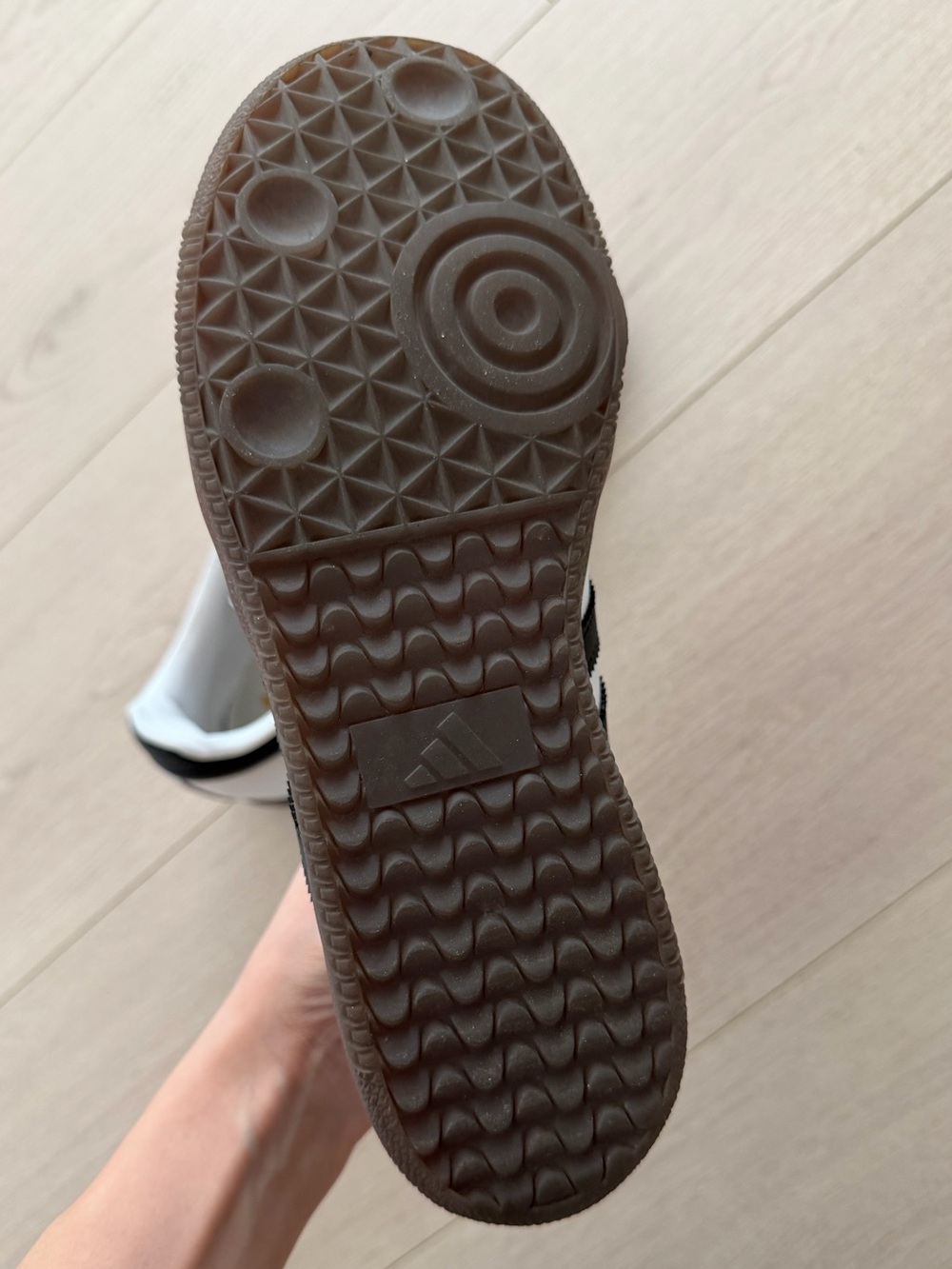 adidas White/Black Samba Sneakers with Gum Sole - Picture 4 of 4